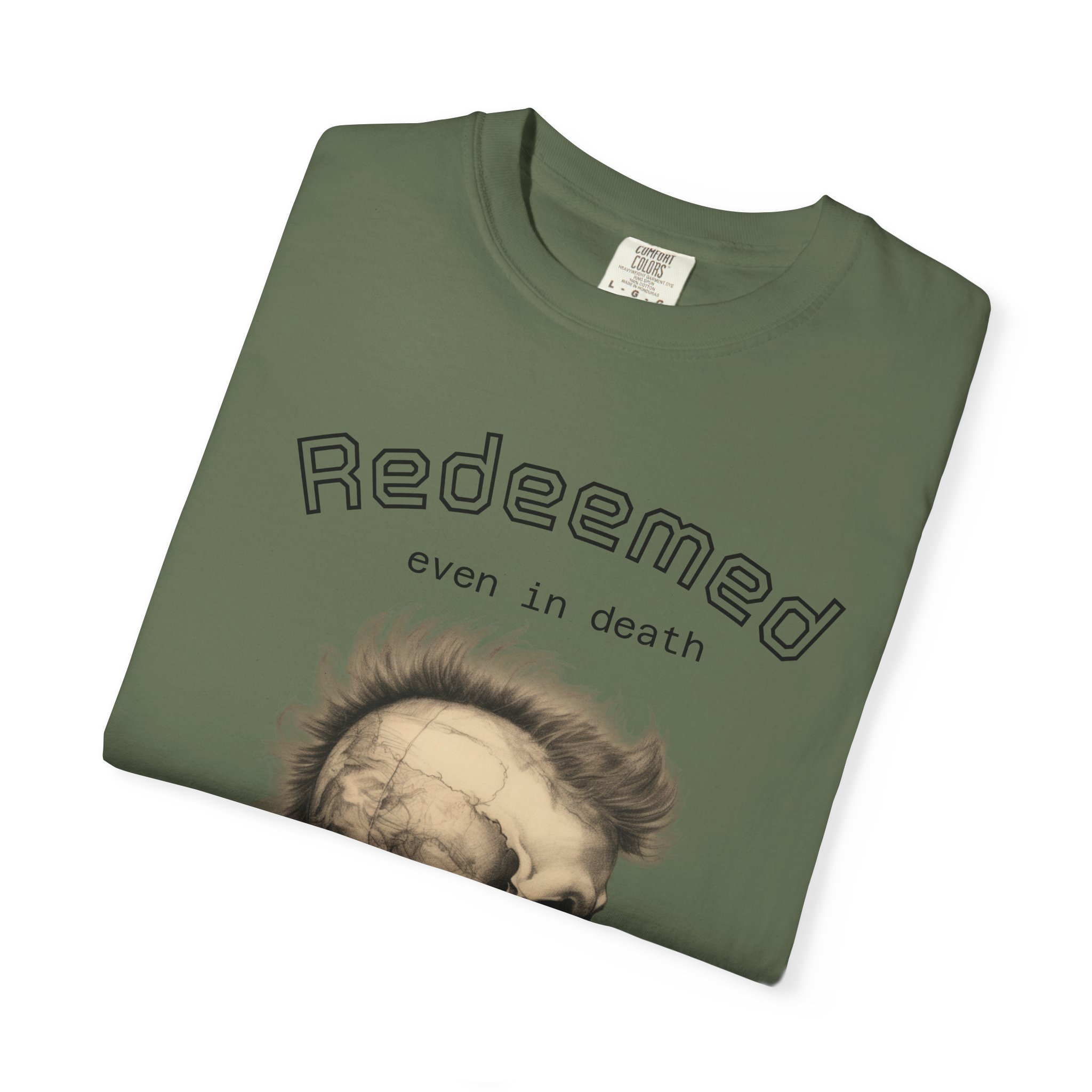 Redeemed Skull T-Shirt — "Redeemed even in death" Gothic Graphic Tee - Image 15