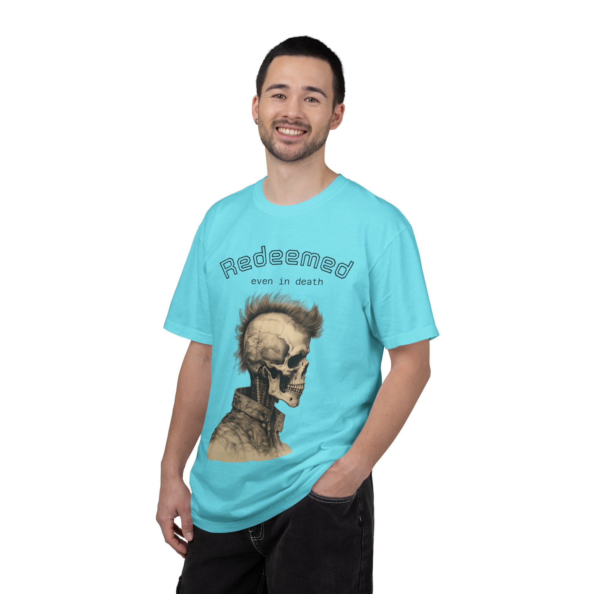 Redeemed Skull T-Shirt — "Redeemed even in death" Gothic Graphic Tee - Image 20