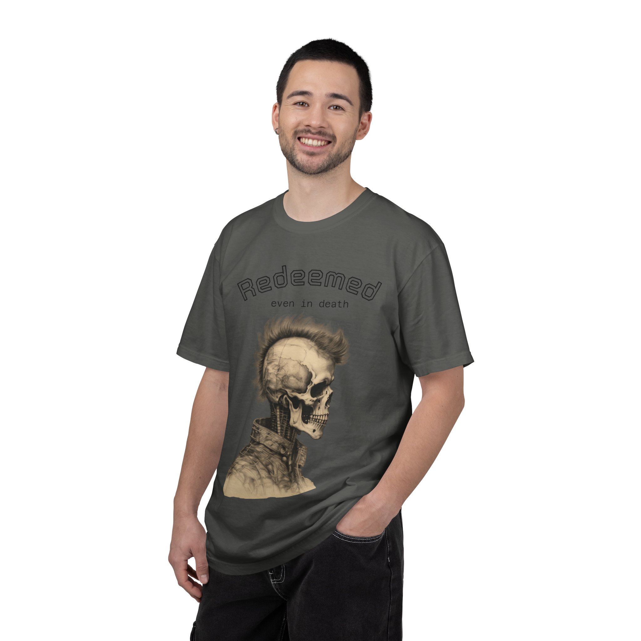 Redeemed Skull T-Shirt — "Redeemed even in death" Gothic Graphic Tee - Image 12