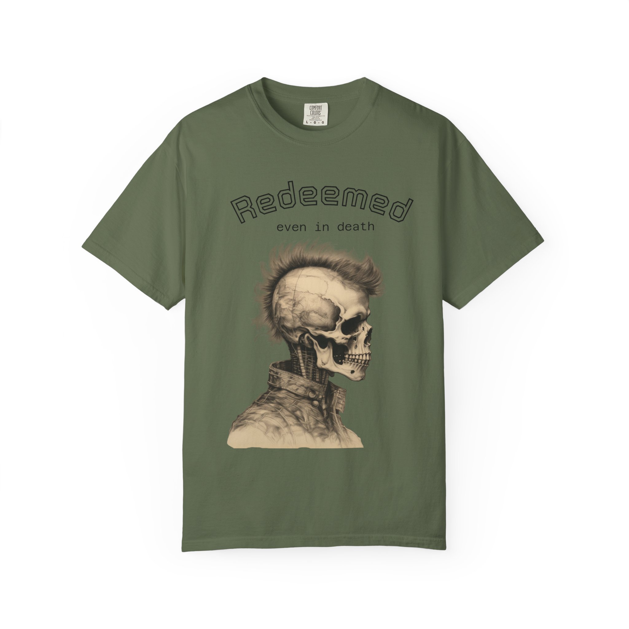 Redeemed Skull T-Shirt — "Redeemed even in death" Gothic Graphic Tee - Image 13