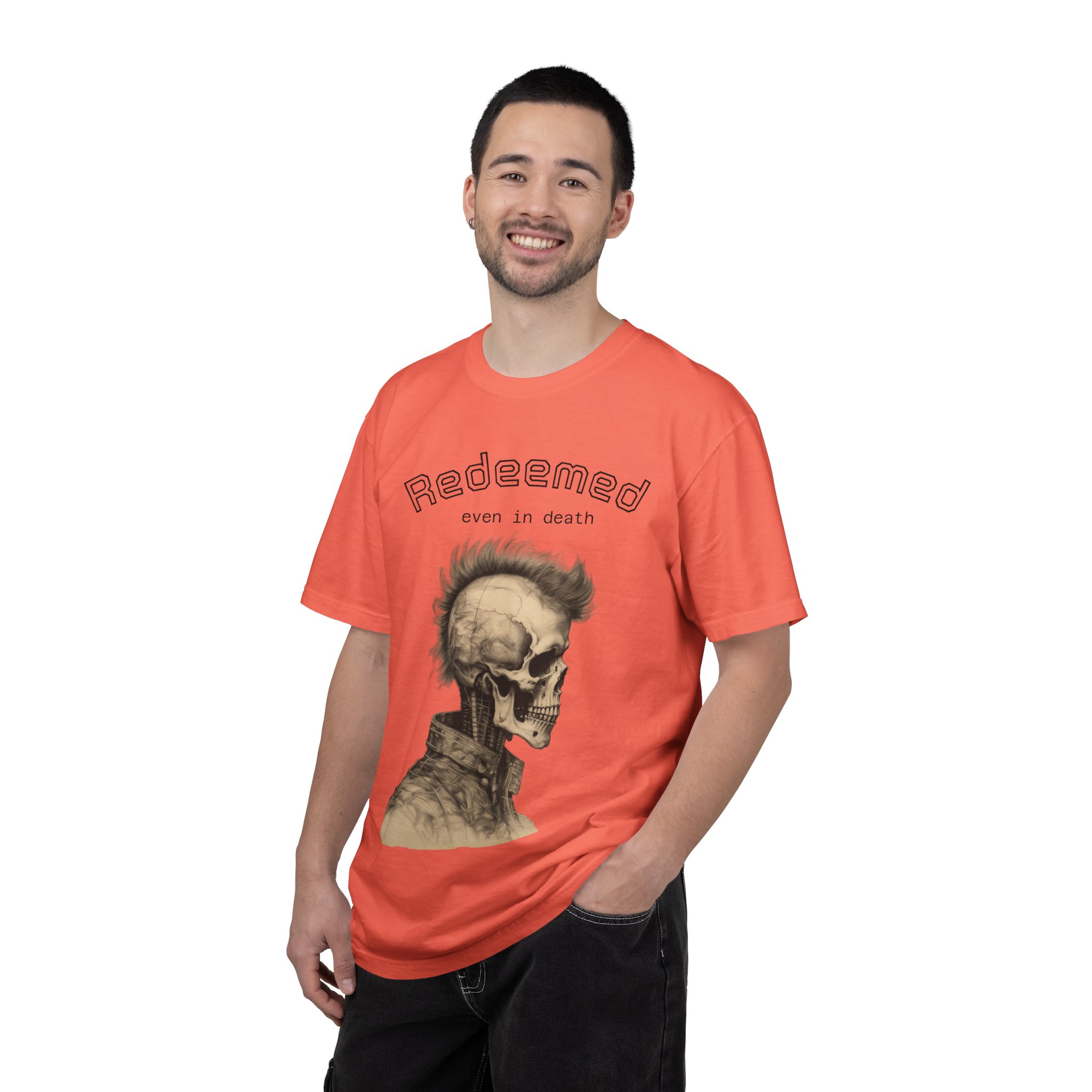 Redeemed Skull T-Shirt — "Redeemed even in death" Gothic Graphic Tee - Image 8