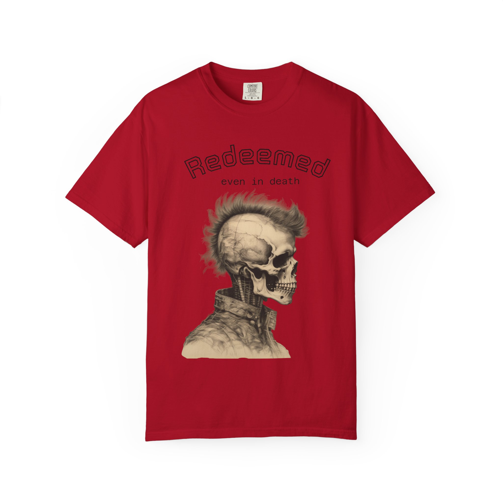 Redeemed Skull T-Shirt — "Redeemed even in death" Gothic Graphic Tee - Image 25