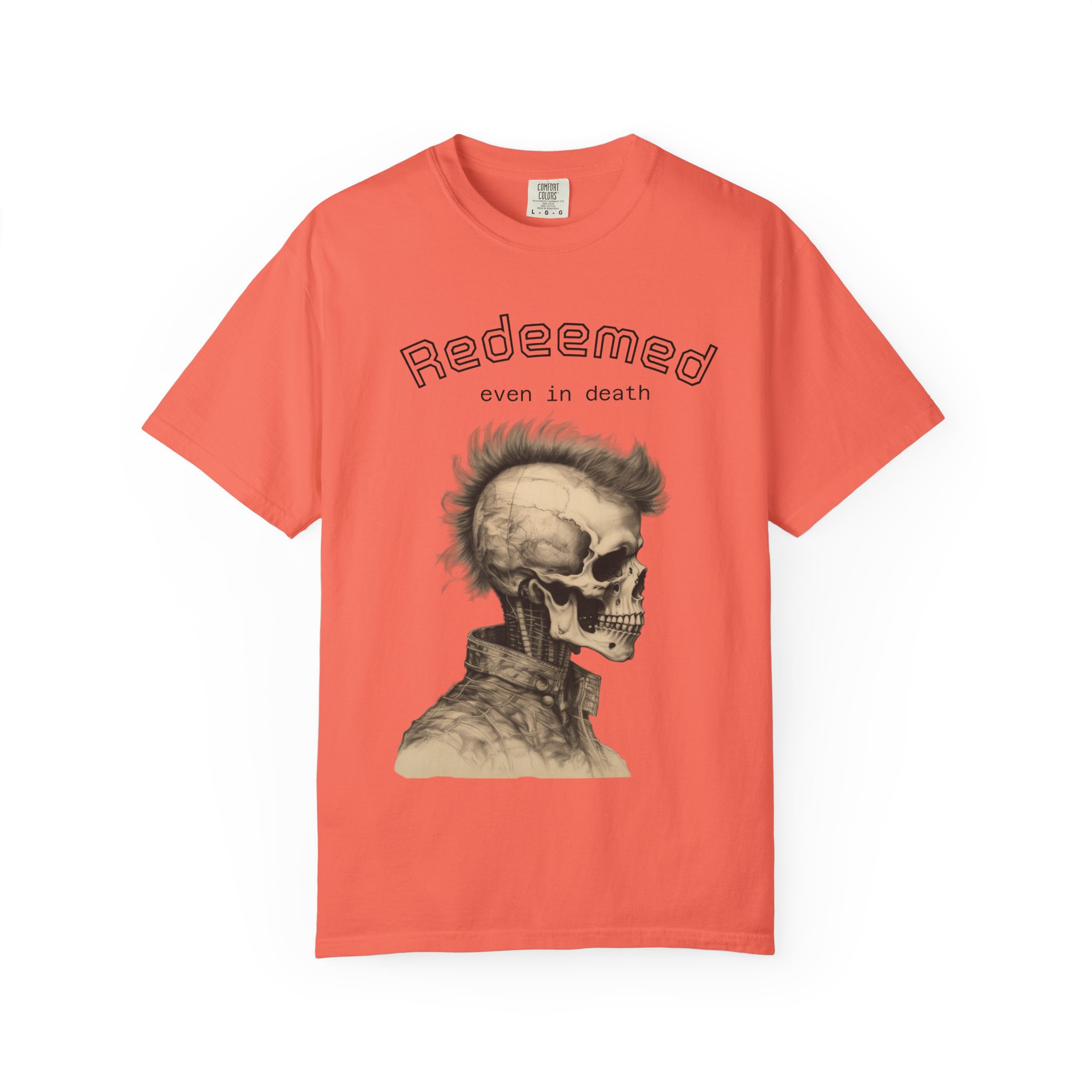 Redeemed Skull T-Shirt — "Redeemed even in death" Gothic Graphic Tee - Image 5