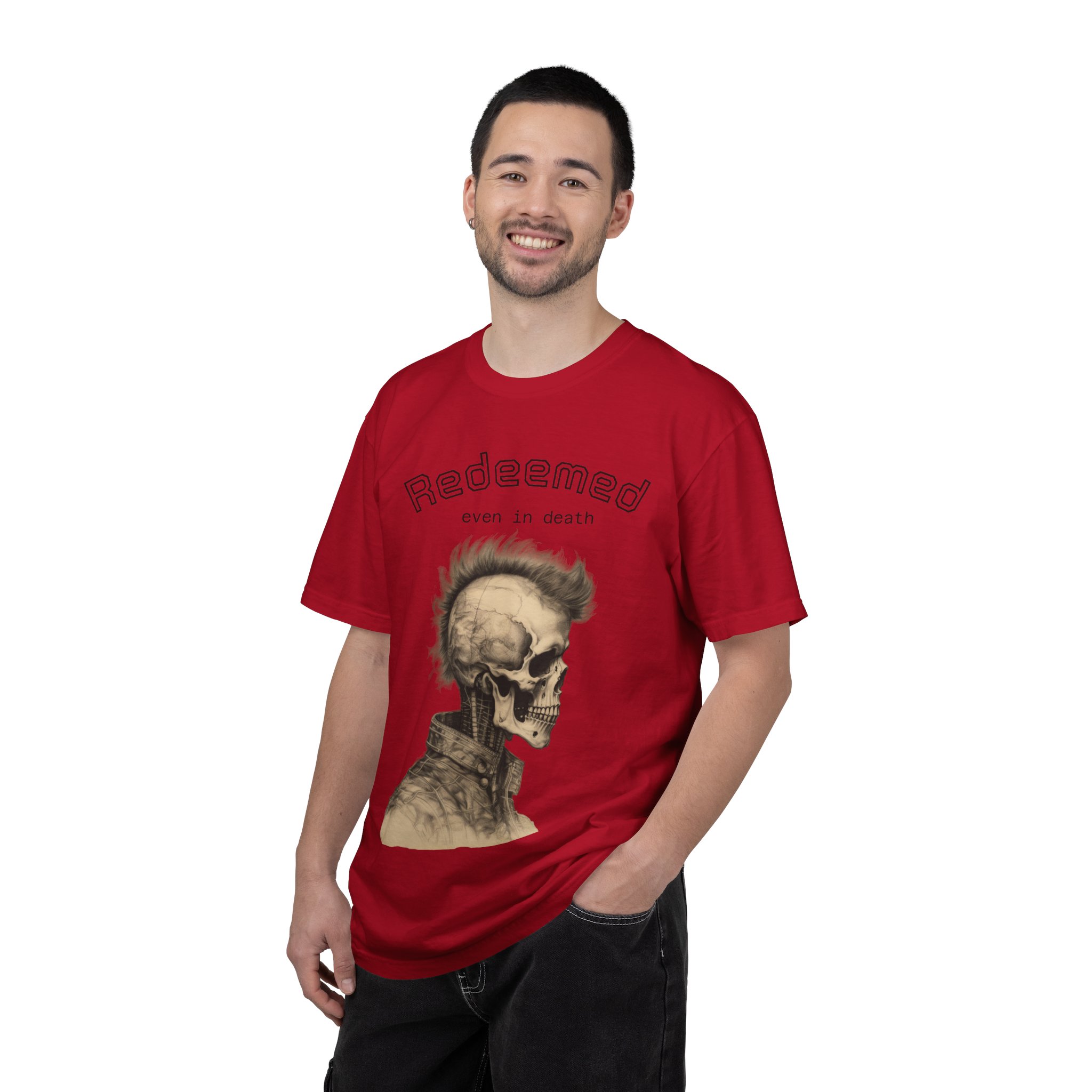 Redeemed Skull T-Shirt — "Redeemed even in death" Gothic Graphic Tee - Image 28