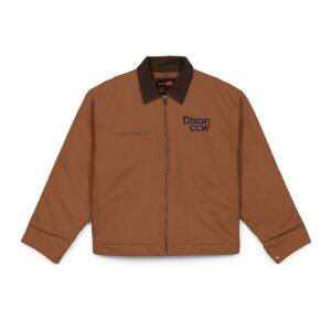 Duck Cloth Work Jacket - Rugged Brown Carpenter Coat with Chest Logo