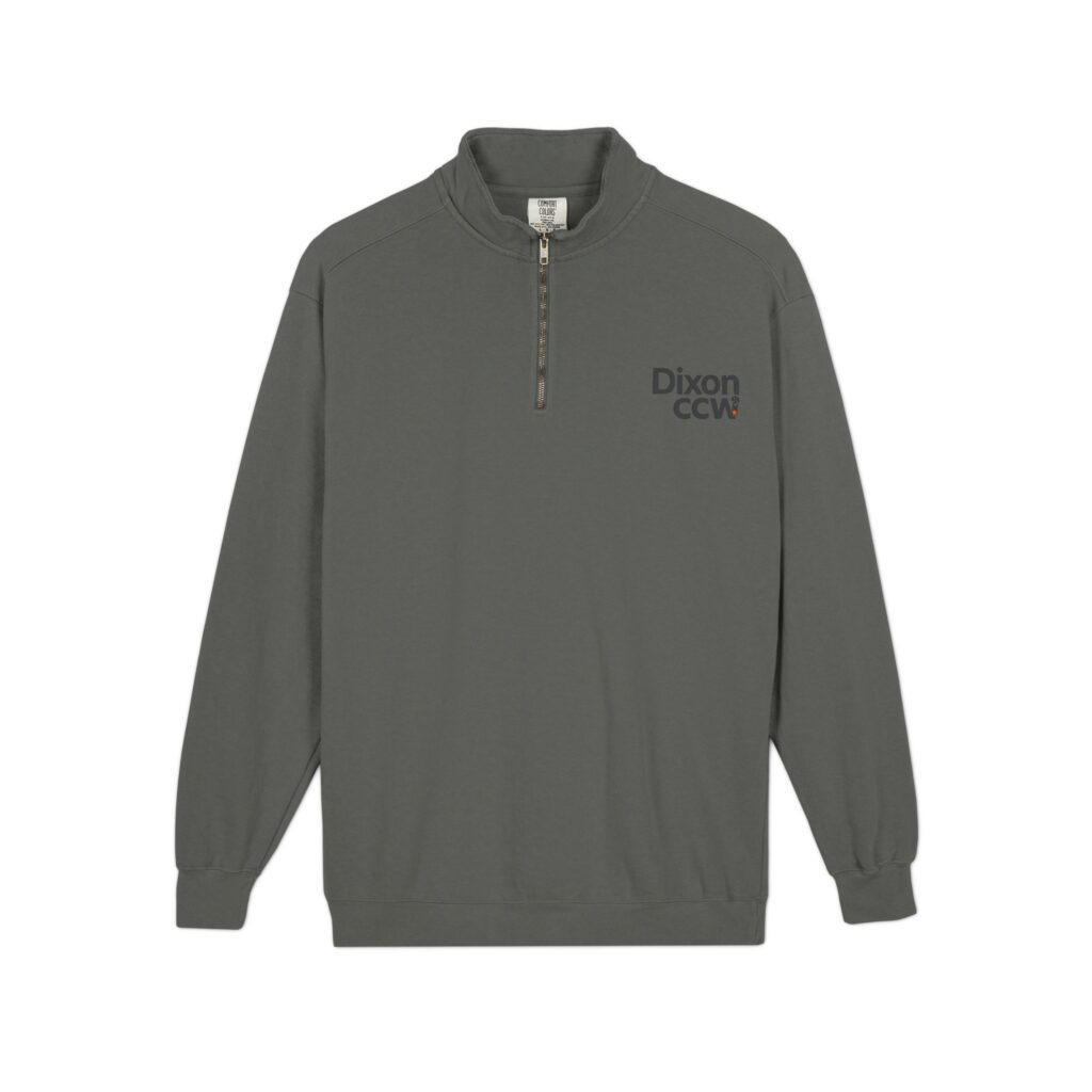 Quarter-Zip Sweatshirt — Minimal 'Dixon Crew' Logo Pullover